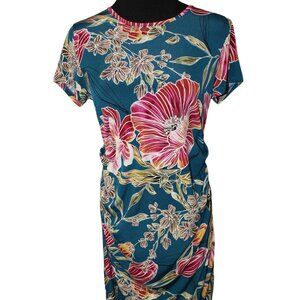 My Bump Maternity Printed Fitted W/Ruched Side Dress M MEDIUM EUC